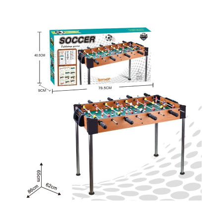 Masa de Fotbal, Cyrax, cu Picioare Inalte, 8 Manere, Tablou de Scor, 86 x 62 x 65 cm, din Lemn/Otel si ABS, Maro