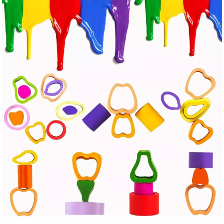 Jucarie Montessori din Lemn, Cyrax, Tip Puzzle, cu 5 Forme Asimetrice, 15 Piese, Model Fructe, Educativa, Interactiva, Creativa, Materiale Non Toxice, +2 Ani, 29x6.5 cm, Multicolor