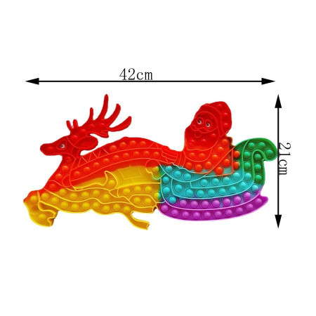 Jucarie Antistres, Cyrax, Tip Pop It Now and Flip It, Sania Lui Mos Craciun cu Renul, 42 x 21 cm, Multicolor