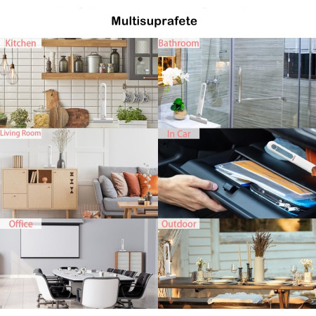 Mop de mana Cyrax, mini-portabil, cu sistem de stoarcere, dispozitiv de curatat manual, cu burete absorbant, material PVA, multisuprafete si geamuri, 29.5 x 15.5 cm, alb