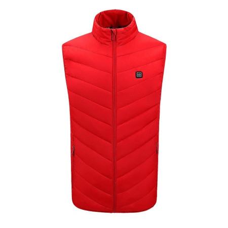 Vesta cu Incalzire,  Unisex, 2 Zone de Incalzire, Umplutura Bumbac, 3 Trepte de Temperatura, Incarcare USB, Rosu, 65 - 75 kg, Marime XXL