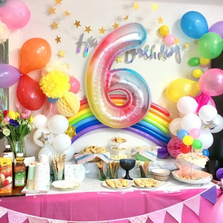 Balon din Folie Metalizata Cyrax, Figurina Cifra, Tema Aniversare 40 cm, Ambalaj Individual, Pai inclus, Umflare cu Aer sau Heliu, Multicolor, Cifra 6