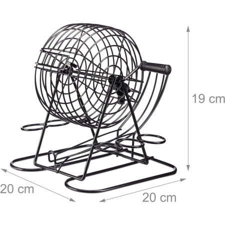 Joc Mini Loterie Cyrax, Bingo, cu Pahare de Shot din Sticla, 20 x 20 x 19 cm, 48 Bile, Negru