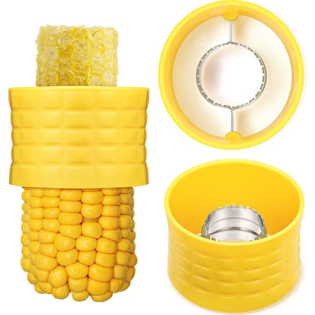 Ustensila pentru Curatare Porumb, Cyrax, Diametru 3.6 cm, din Plastic si Otel Inoxidabil, Galben