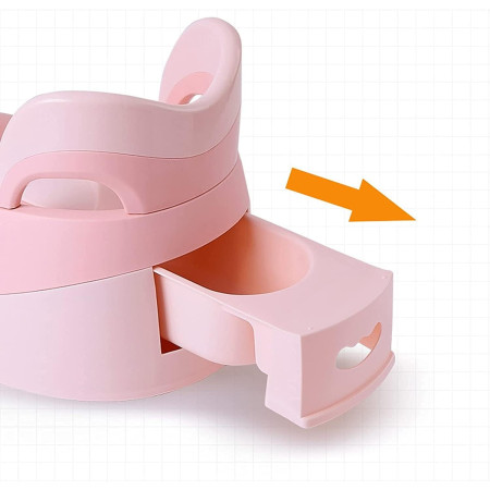 Olita pentru Copii, Cyrax, +6 luni, Detasabila, cu Capac, Antiderapanta, din Plastic, Colac Moale, Model Ratusca, 38x32x30 cm. Roz