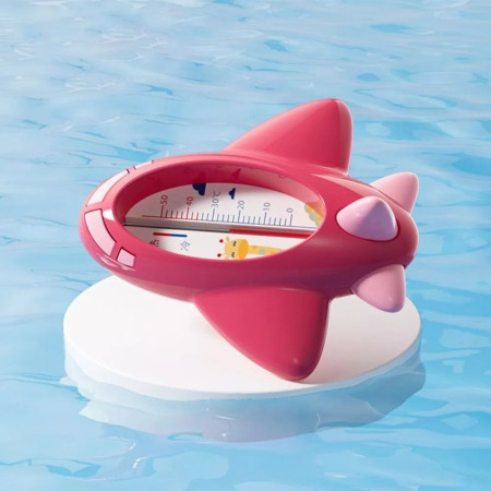 Termometru pentru Baie, Cyrax, Plutitor, Rezistent la apa, Multifunctional, Model Avion, 11x10x4 cm, Rosu