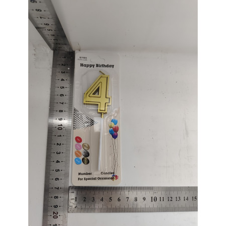 Lumanare pentru Tort Cifra 4, Cyrax, 4.8 cm, Anivesare, Aurie