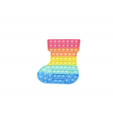 Jucarie antistres din silicon, Cyrax, Pop It Now and Flip It, Ciorap Craciun, Multicolor