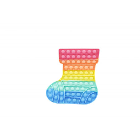 Jucarie antistres din silicon, Cyrax, Pop It Now and Flip It, Ciorap Craciun, Multicolor