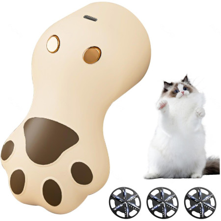 Aparat pentru Curatat Scame, Par Si Praf,  Pentru Diferite Tipuri De Material, Incarcare USB Type-C, Model Labuta de Pisica, 14x7x7.5 cm, Maro