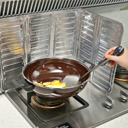 Placa de Protectie pentru Aragaz, Cyrax, din Aluminiu, Placa de Protectie Anti Stropi, Pliabila, Usor de Curatat, 32.5 x 84 cm, Gri