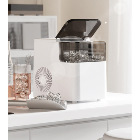 Masina de Facut Gheata, Cyrax, din ABS, 12 kg/24h, Capacitate 500 g, 2 Marimi, Portabil, 39 x 23 x 28 cm, Automata, Alb