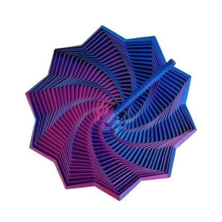 Jucarie Decompresie, Cyrax, Model Stea 3D, DuoChrome, Maner Spirala, Turn Magic Geometric, Multiple Forme, Anti-stress, 17 cm, Albastru/Violet