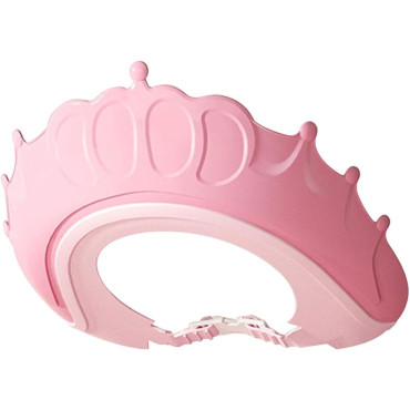 Cyrax Viziera de Protectie Baie Pentru Copii, Fippy, Model Coronita, Dimensiune ajustabila, Durabil, Usor de curatat, Impotriva Samponului, pentru Ochi si Urechi, TPE+PP, 24x22 cm, Roz