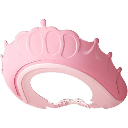 Cyrax Viziera de Protectie Baie Pentru Copii, Fippy, Model Coronita, Dimensiune ajustabila, Durabil, Usor de curatat, Impotriva Samponului, pentru Ochi si Urechi, TPE+PP, 24x22 cm, Roz