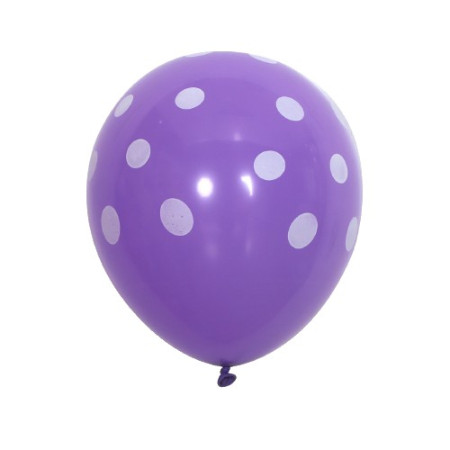 Set 10 Baloane din Latex, Cyrax, Model Party cu Buline si Simple, 30 cm, Mov, 2.8 g