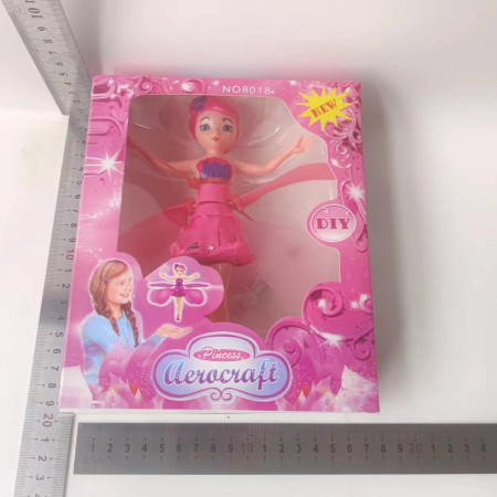 Papusa Zana Zburatoare, Cyrax, Jucarie cu Senzor pentru Coordonarea Miscarilor, Incarcare USB, cu Lumini, 19x6.5 cm, Roz