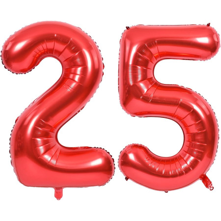 Balon din Folie Metalizata Cyrax, Figurina Cifra, Tema Aniversare 40 cm, Ambalaj Individual, Pai inclus, Umflare cu Aer sau Heliu, Rosu, Cifra 2