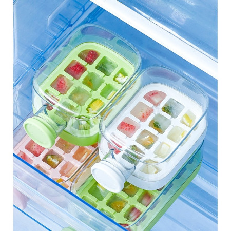 Forma de Gheata, Cyrax, 2in1, Tip Sticla cu Pai, 500 ml, 12 Cuburi, 16.3 x 10.8 x 8 cm, Verde