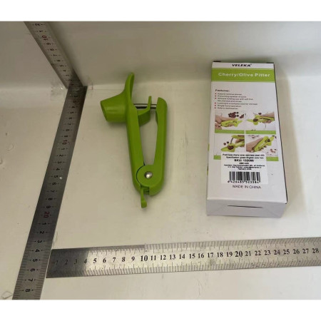 Dispozitiv de Scos Samburi, Cyrax, Manual, cu 1 Gaura, pentru Cirese/Masline, 20.5 x 3.8 x 13 cm, din ABS+Otel Inoxidabil, cu Maner, Verde