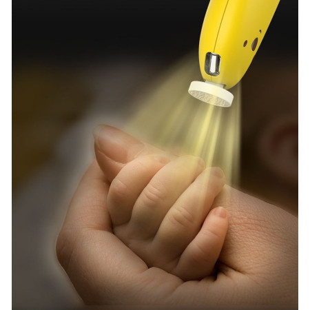 Pila Electrica, Cyrax, pentru Bebelusi si Adulti, din ABS, Incarcare USB, 6 Accesorii, cu Lumina Led, 8.8 x 4.9 cm, Galben