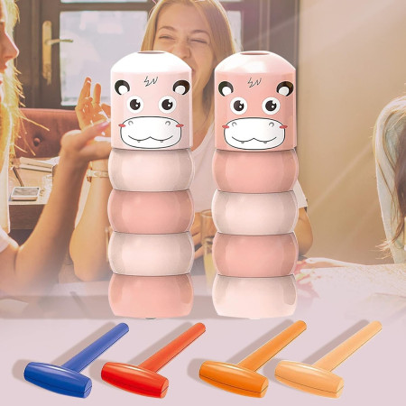 Jucarie Pentru Copii, Cyrax, Hipopotam Indestructibil, 6 Piese Demontabile, +3 Ani, Roz