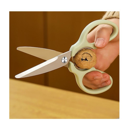 Set foarfeca pentru bucatarie Cyrax, curatator legume tip suport, multifunctional, spargator nuci, material ABS si otel inoxidabil, maner ergonomic, 16.8 x 7.8 x 1 cm, verde