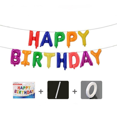 Set 13 Baloane Folie, Cyrax, Tip Ghirlanda, Model Happy Birthday, 40 cm, Multicolor