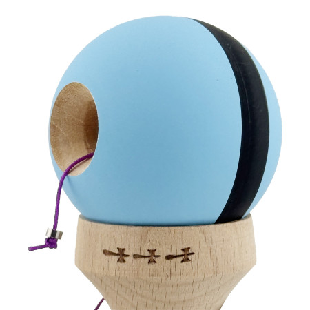 Kendama X Originala, Profesionala, Cyrax, Cupe Mari KING SIZE V3, Rubber Grip, Gaura in Baza, Rulment Metalic, din lemn 18 cm, Ata 62/65 cm, M Bleu/Negru/Bleu