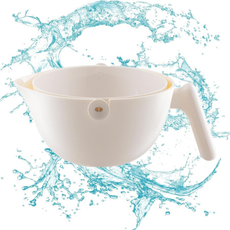 Bol cu Doua Straturi, Cyrax, pentru Fructe, Legume, cu Cos de Scurgere a Apei, 2L, din ABS+PP, 29.9 x 22.5 x 11.8 cm, Alb