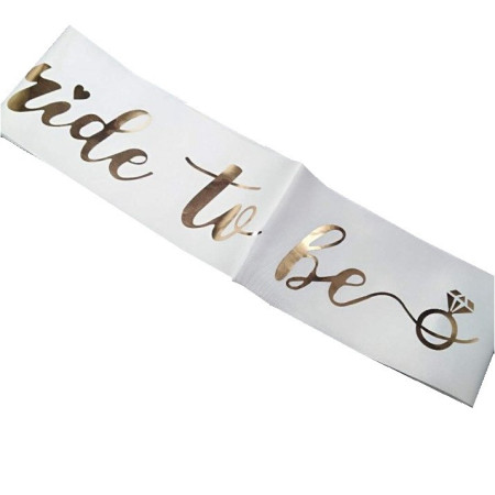 Set 10 Panglici Bride to Be si Team Bride, Cyrax, din Panza, Alb/Roz