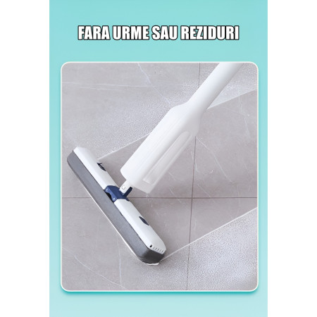 Set Mop Telescopic cu Galeata Pliabila,  Gri, 32 cm, Maner Reglabil 140 cm, Sistem de Stoarcere Usor si Eficient