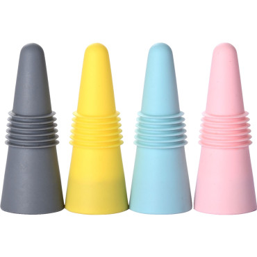 Set 4 dopuri reutilizabile din silicon Cyrax, pentru sticle de vin, bautura, multicolor
