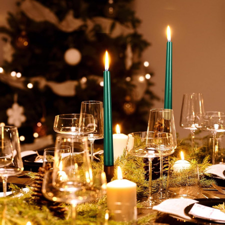 Lumanare Decorativa,  pentru Masa, 25 cm, din Parafina, fara Fum, Ardere 7.5h, Verde