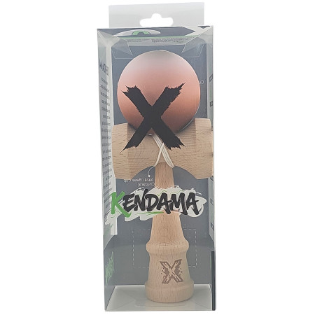 Kendama X Originala, Profesionala, Cyrax, din Lemn, Rubber Grip, 18 cm, Maro/Bej/Roz