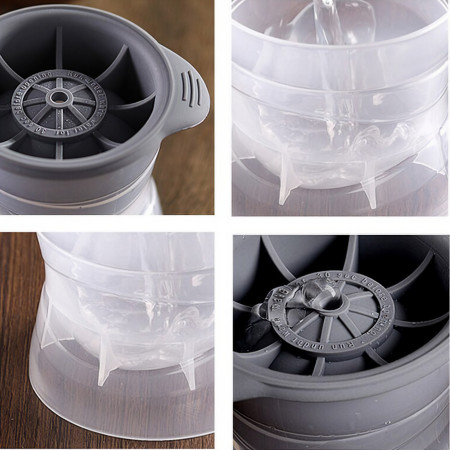 Forma cub de gheata, Cyrax, rotund, Polipropilena/Silicon, 11x7.5x7.8 cm, Gri