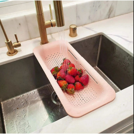 Cos pentru Scurgere Chiuveta de Bucatarie, Cyrax, Plastic, Telescopic, 36x20x5 cm, Roz