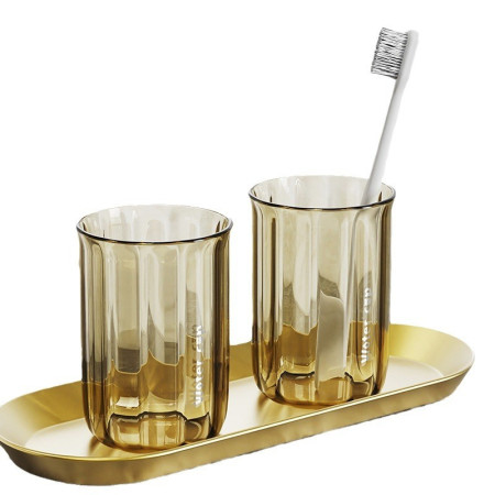 Cana de Apa pentru Clatit,  pentru Periuta de Dinti, 200 ml, 10.4 x 7.3 cm, Maro Transparent