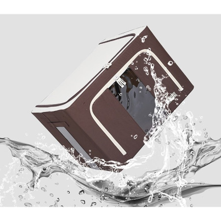 Cutie de Depozitare Pliabila,  Cu Fereastra si Fermoar Dublu, 66 L, Textil Premium, 50x40x33 cm, Cadru Metalic, Impermeabila, Maro