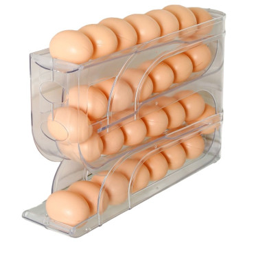 Suport Organizator pentru Oua, Cyrax, pentru Frigiderul, Patru straturi,  32x20x7 cm, Transparent