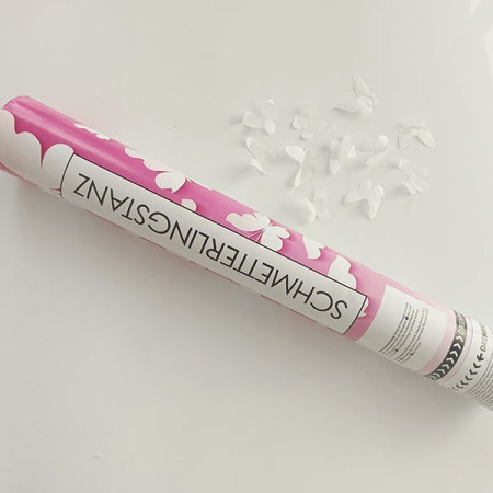 Tun de Confetti, Cyrax, Confetti Cannon 40 cm, Model Fluturi din Hartie, Alb