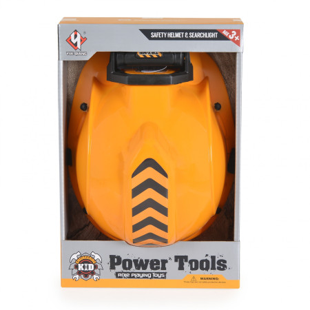 Casca Protectie cu Lanterna de Jucarie pentru Copii, Cyrax, Material Plastic, Interactiv, Distractiv, 29.5x19.5x6.5 cm, Portocaliu