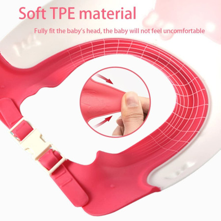 Cyrax Viziera de Protectie Baie Pentru Copii, Fippy, Model Hipopotam, Dimensiune ajustabila, Durabil, Usor de curatat, Impotriva Samponului, pentru Ochi si Urechi, TPE+PP, 22x21 cm, Rosu