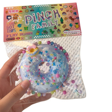 Jucarie Antistres Squishy, Cyrax, cu Revenire Lenta, Squeeze Pinch Family, Model Gogoasa, 6x6 cm, 99g, Ambalaj Transparent, Albastru