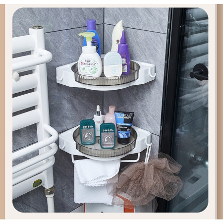 Suport Depozitare,  din Plastic, Rotativ 360 grade, Montare fara Perforatii, pentru Baie/Bucatarie, Alb