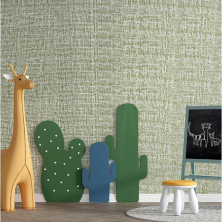 Rola Autoadeziva pentru Perete,  din Panza, 10 m, Rezistenta la Umezeala, 2.5 mm Grosime, Model Texturat, Verde Deschis