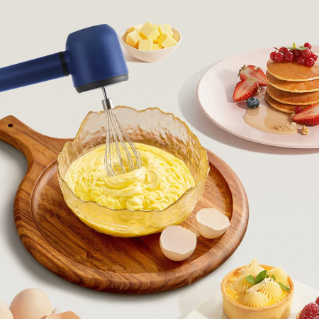 Mixer Electric fara Fir, Cyrax, Mixer pentru Oua Smantana Frisca, Maner Plastic, Usor de Utilizat si Depozitat, 20 x 8.5 x 14.5 cm, Albastru Inchis