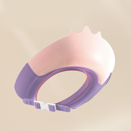 Casca de Dus, Cyrax, Previne Scurgerea Apei si Samponului pe Fata, 0-12 Ani, Ajustabila, din TPE+PP, 20 x 23 cm, Model Unicorn, Roz/Mov