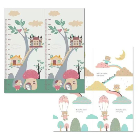 Covoras pentru Copii, Cyrax, cu 2 Fete, Model Ursulet/Catelusi, din XPE+PE, Impermeabil, Antiderapant, Protectie Termica, +3 Luni, Pliabil, 180 x 200 x 1.5 cm, Multicolor