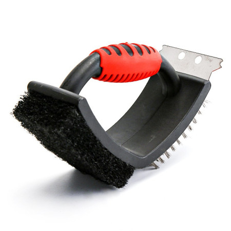 Sarma pentru Gratar, Cyrax, 3 in 1, cu Racleta si Burete, Sarna din Otel Inoxidabil, 16 x 7 x 11 cm